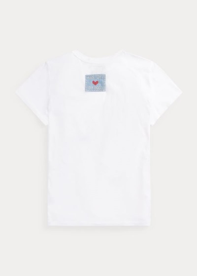 Playeras Polo Ralph Lauren Mujer Blancos - Patchwork Flag Cotton - MCVHE0913